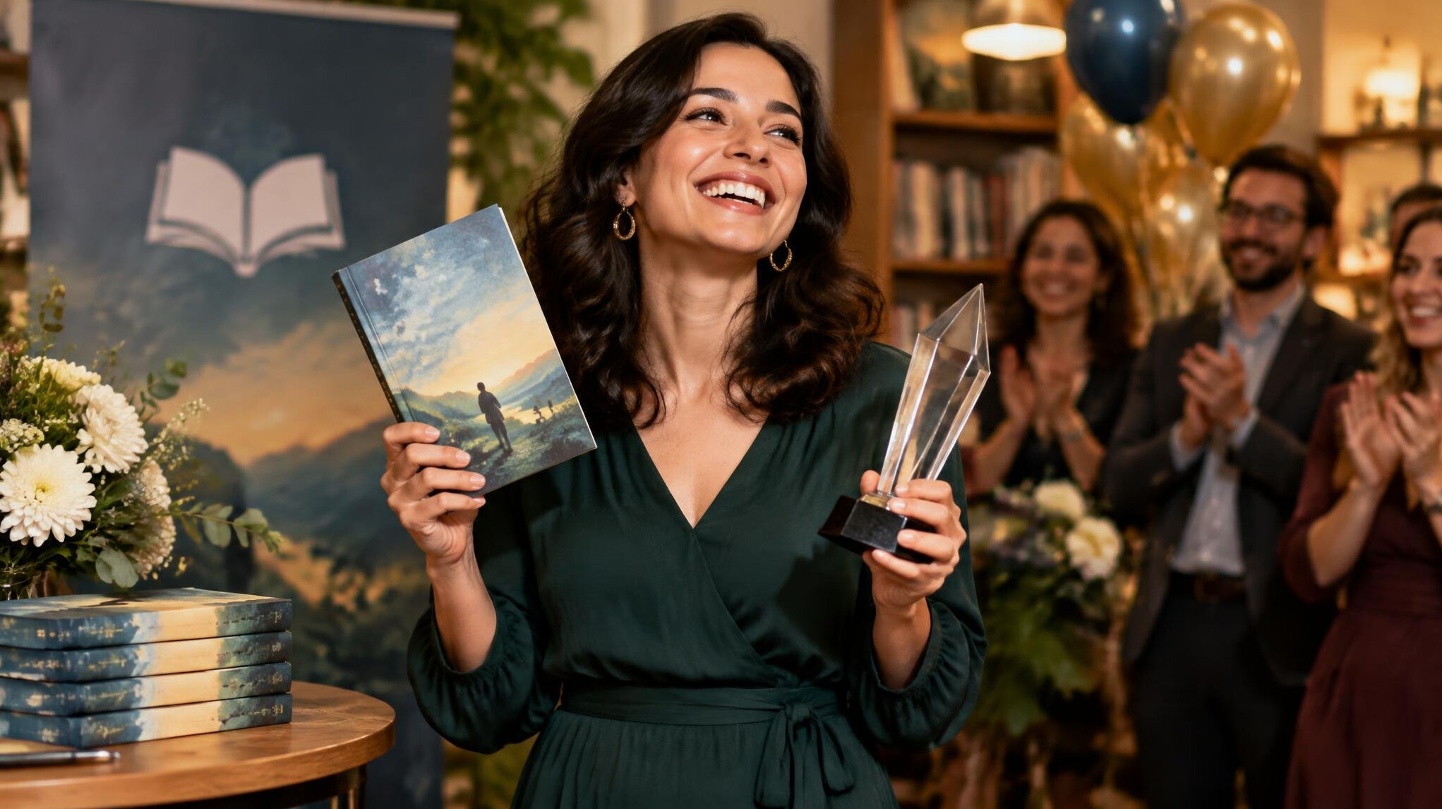 happy writer celebrating